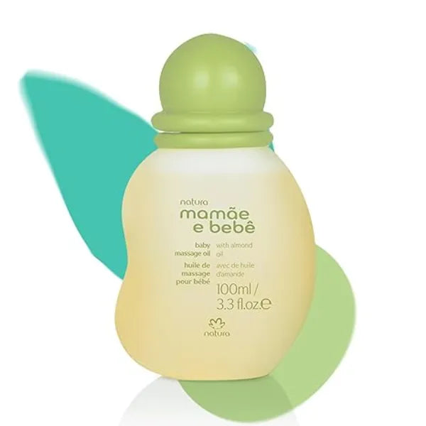 Natura Mamãe e Bebê Baby Massage Oil 100% Vegan Safe & Gentle Lightweight Formula 99% Natural Origin All Skin Types Brazilian Beauty Baby Essentials 3.38 fl oz
