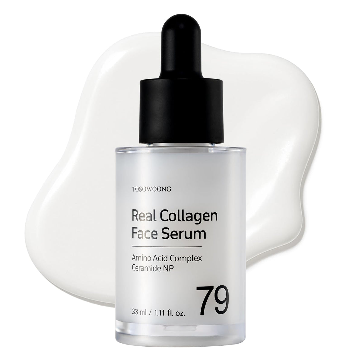 TOSOWOONG Real Collagen Face Serum, Hydrating & Firming with Hydrolyzed Collagen and Hyaluronic Acid – Supports Elasticity and Smooth-Looking Skin – Korean Skincare, 33ml, 1.11 fl. oz