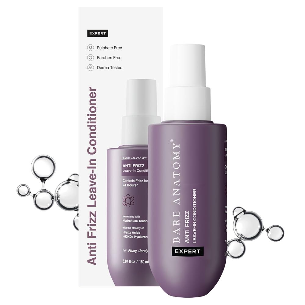 Bare Anatomy Expert Anti-Frizz Leave-In Conditioner For Smooth, Shiny & Great-Smelling Hair Tames Frizz For Upto 24 Hours And Controls Damage With Hyaluronic & Fatty Acids - 150 Ml