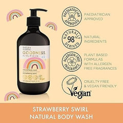 Baylis & Harding Goodness Kids Natural Body Wash 500ml - Strawberry Swirl | 98% Natural-Gentle for new borns | Allergen Free Fragrance | Vegan