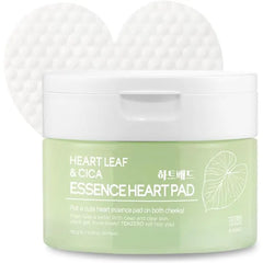Tenzero Heart Leaf CICA Essence Heart Pad (50 Count, 150g), Redness Relief Soothing Pore Care for Sensitive Skin, Korean Facial Toner Pads, Hydrating & Refreshing, Centella