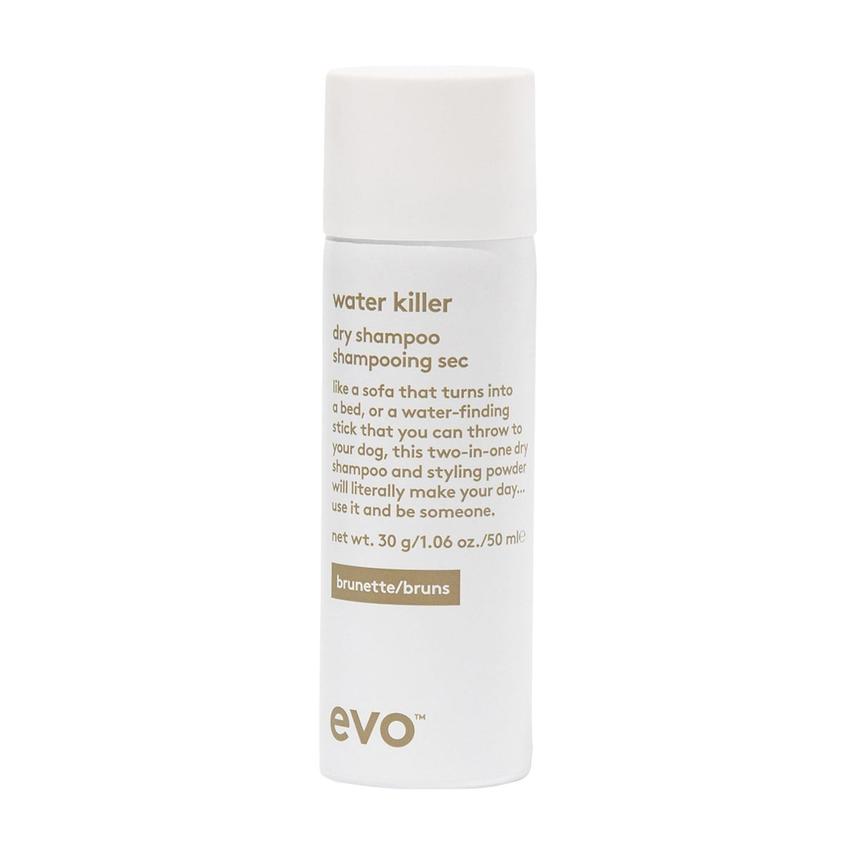 EVO Water Killer Dry Shampoo - Absorbs Oil to Refresh Hair, Reduces Damage from Excessive Washing - Hair Styling Spray - Travel Size, 30g / 1.06oz