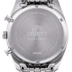 Orient Stretto Solar Chronograph 40mm Sky Blue Dial Steel Strap Men’s Watch RA-TX0304L10B