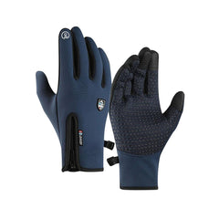 JZS Cycling Gloves, Winter Gloves Touch Screen Fingers Warm Gloves Insulated Anti-Slip Windproof Waterproof Cycling Riding Running Work for Men Women - Blue