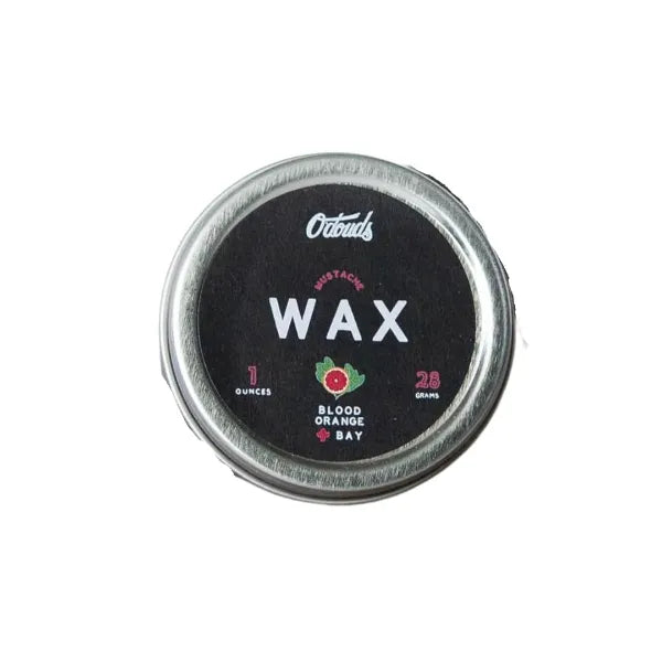 O'Douds Mustache Wax - Daily Natural Moustache & Beard Styling with a Firm Hold, Natural Shine - Plant-Based, Vegan Ingredients for Grooming, Shaping, & Conditioning, Blood Orange & Bay Scent, 1 oz.