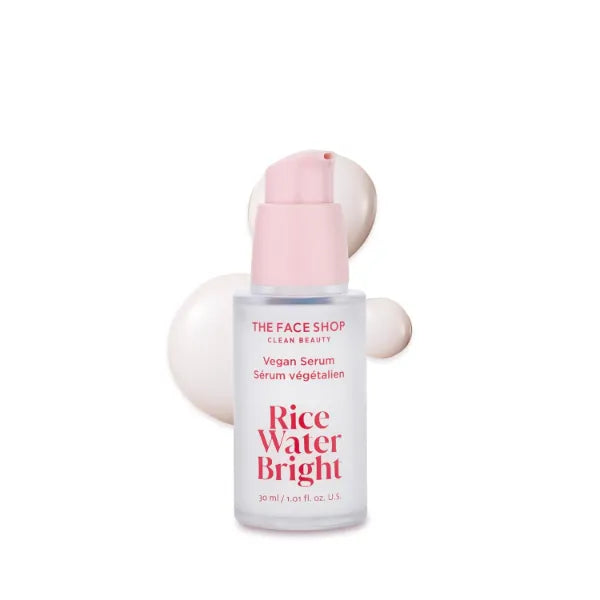 The Face Shop Rice Water Bright Vegan Serum - Targets Uneven Skin Tone & Dryness, Brightening, Nourishing, Hydrating - Rice Water, Hyaluronic Acid, Niacinamide - Korean Skin Care, 1.01 Fl Oz