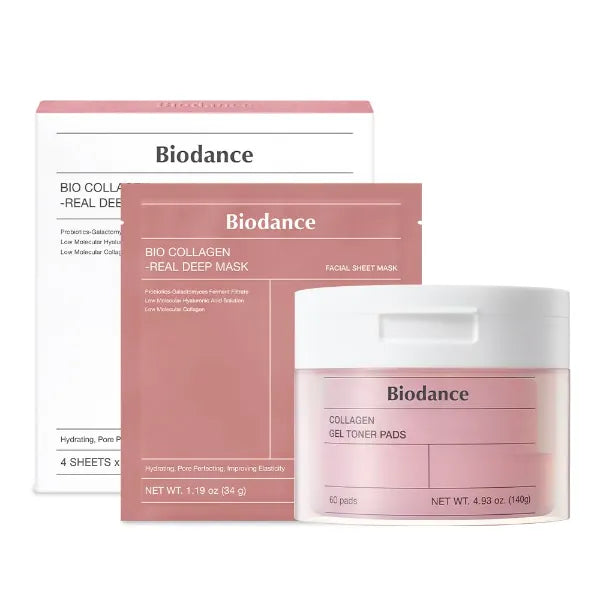 Collagen Day & Night Gel Duo: Bio-Collagen Real Deep Mask & Collagen Gel Toner Pads