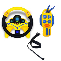 Kids Steering Wheel for Backseat | Baby Car Steering Wheel with Key Pretend Driving Simulated | Driving Steering Wheel Toy with Light and Music | Gift for Kids (Yellow)