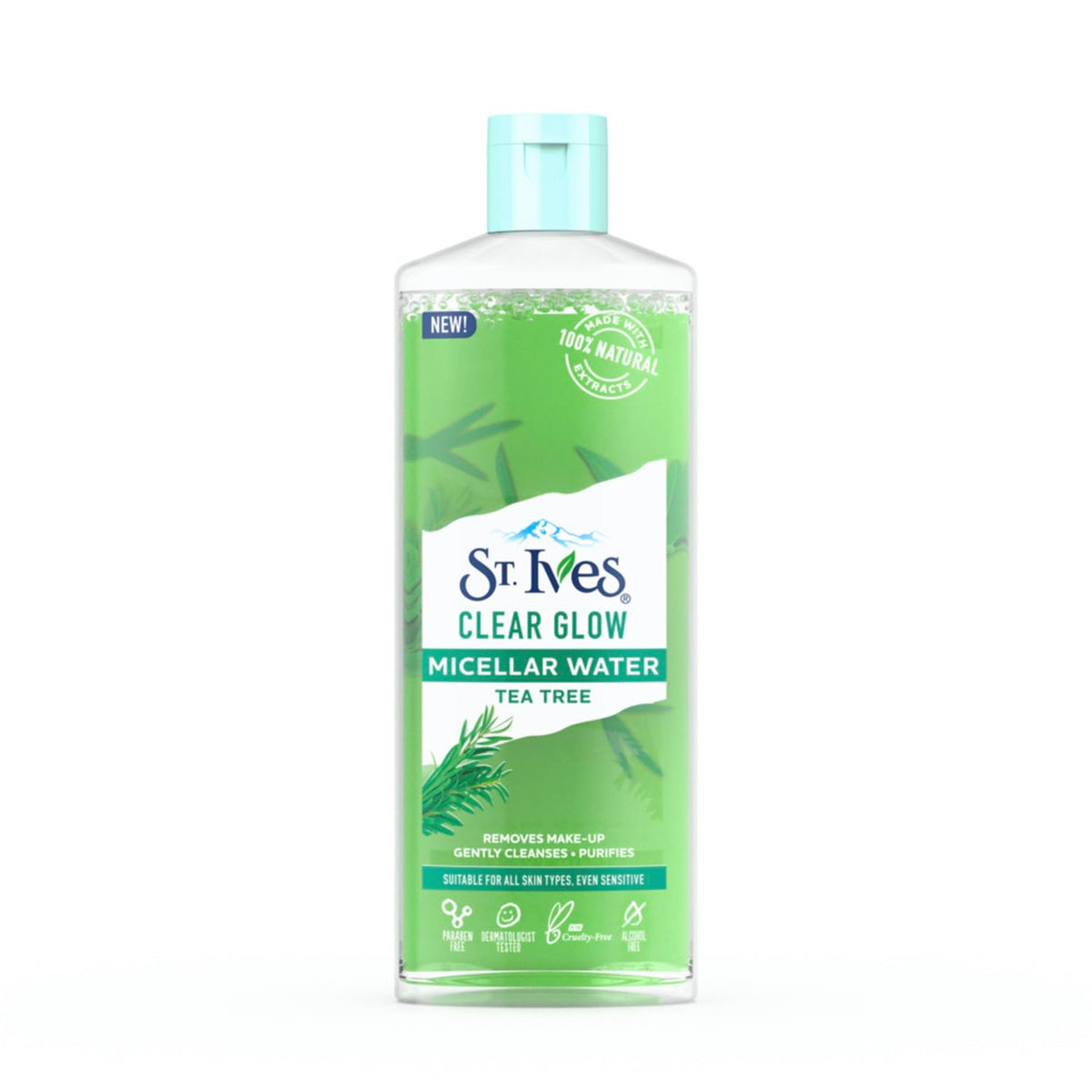 St. Patrick's Day Clear Glow 3-in-1 Micellar Water with 100% Natural Tea Tree Extract by Ives | Gentle Cleanser | Toner & Makeup Remover | Paraben Free | Alcohol & Oil Free | Dermatologically Tested | 400ml