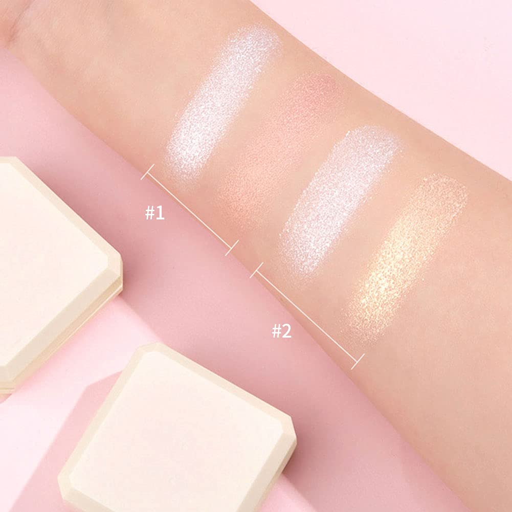 Highlighter Powder Double layer Face Bronzer Shadow Shimmer Powder Cheek Matte finish Blush Makeup Tool 12g Style 2
