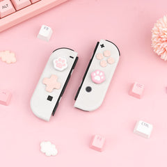 GeekShare Cat Paw Button Caps Thumb Grips Set, Joystick Cover Caps Compatible with Switch/OLED (Pink)