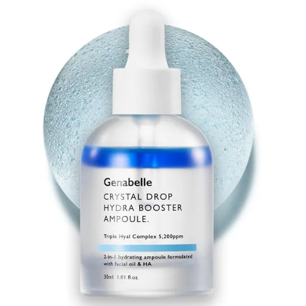 Genabelle Crystal Drop Hydra Booster Ampoule – Hydrating Serum with Hyaluronic Acid, Panthenol & Jojoba Oil for Skin Barrier and Glow – 1.01 fl.oz