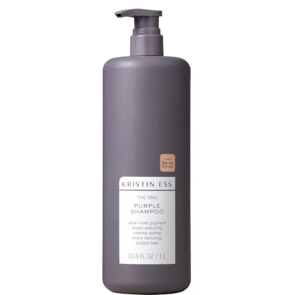 Kristin Ess Hair The One Purple Shampoo - Toning for Blonde Hair, Neutralizes Brass + Yellow Tones, Sulfate Free, 33.8 fl oz