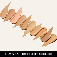 Lakmé Absolute 3D Cover Liquid Foundation Velvet Finish, Cool Tan, 15ml