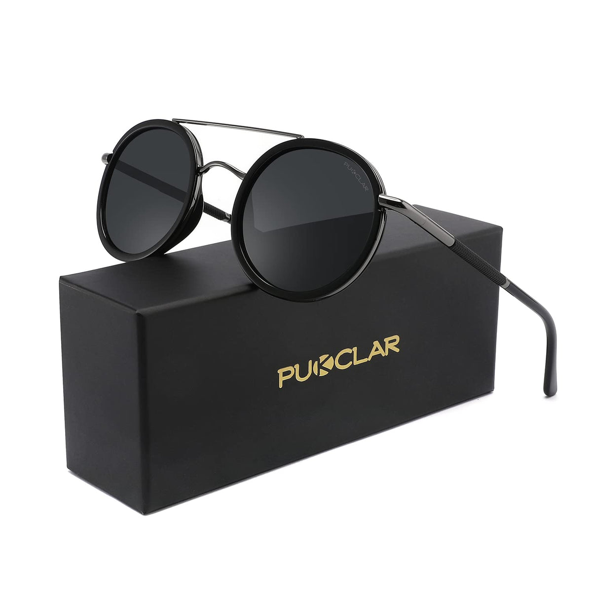 PUKCLAR Sunglasses for Men Polarized Lightweight TR90 Frame UV400 Spring Hinges Sunglasses