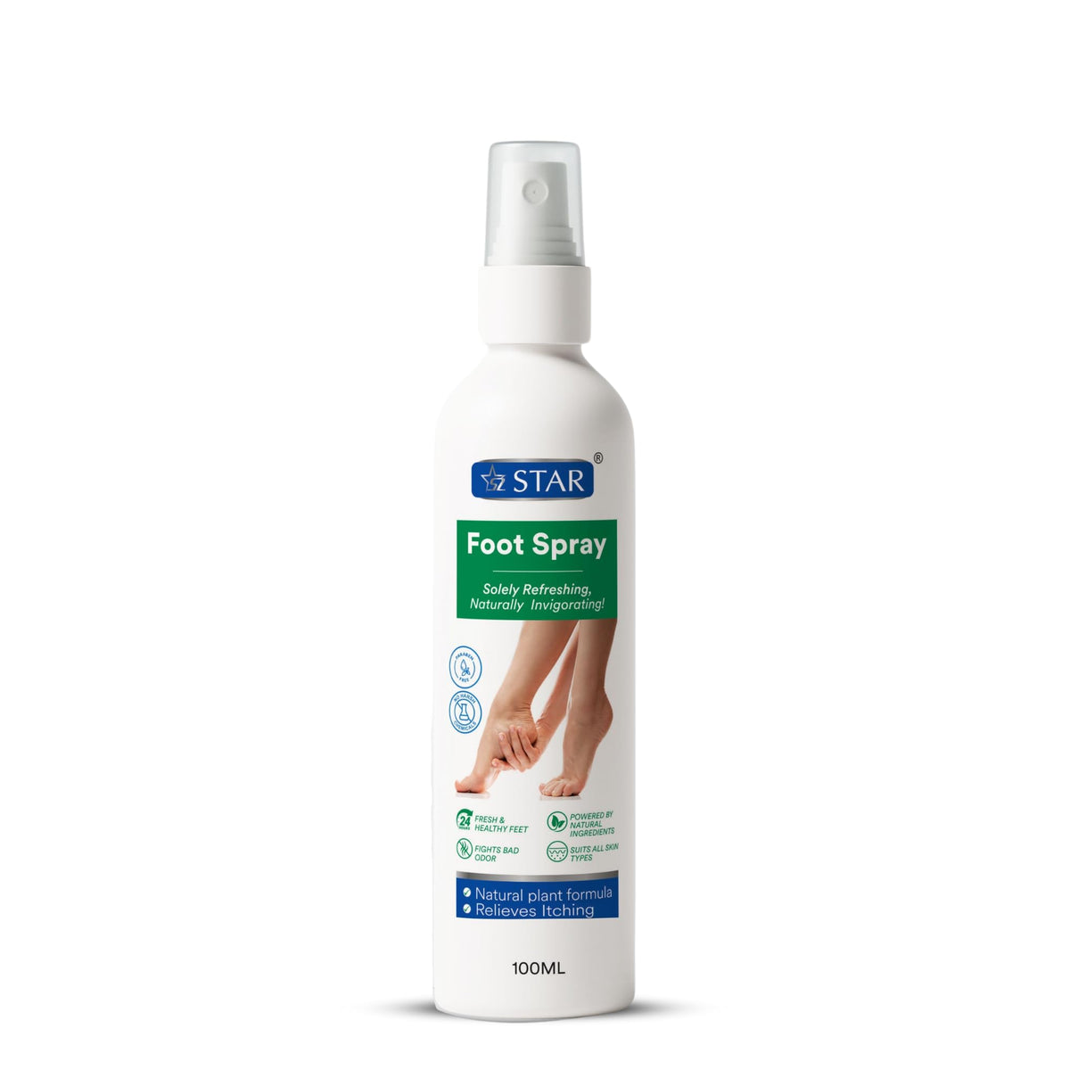 SZ STAR Foot Spray, Antifungal & Deodorant Formula for Smelly and Sweaty Feet, Enriched with Natural Plant Extracts & Essential Oils for Fresh & Comfortable Feet - 100ml