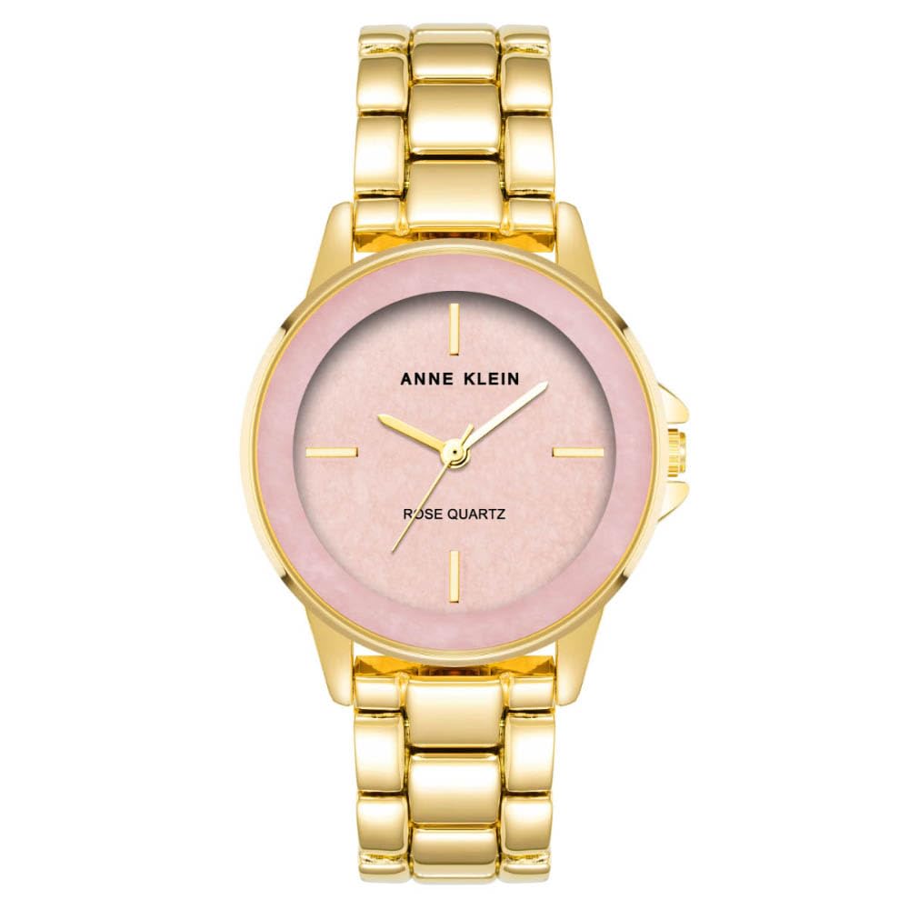 Anne Klein Round Analog Watch for Women, 30 mm Size, Rosy/Golden