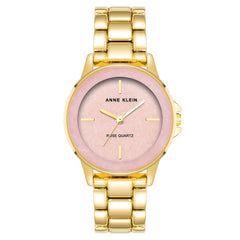 Anne Klein Round Analog Watch for Women, 30 mm Size, Rosy/Golden