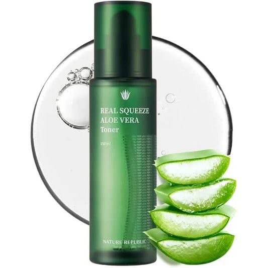 Nature Republic Real Squeeze Aloe Vera Toner – Hydrating Moisturizer & Hydrating Glow For Face Fast-Absorbing 150ml / 5.24oz