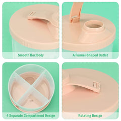 ELECDON Baby Formula Dispenser On The Go, Non-Spill Rotating Four-Compartment Formula Container to Go, Milk Powder Kids Snack Container for Infant Toddler Travel Outdoor