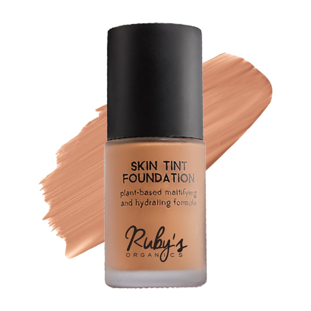 Ruby's Organics Skin Tint Mattifying Liquid Foundation | Medium Coverage, Matte Finish, Breathable | Natural Organic Makeup, For Sensitive Skin | Shade M 02.2, 30ml