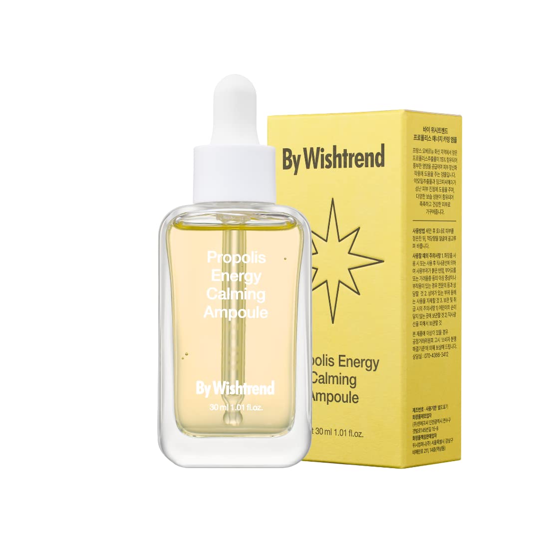 BY WISHTREND Propolis Energy Calming Ampoule 30ml 1.02 Fl Oz - Prevent Blemishes, Hydration, Hyperpigmentation, Ideal for Sensitive, Troubled Skin, Light Propolis ampoule