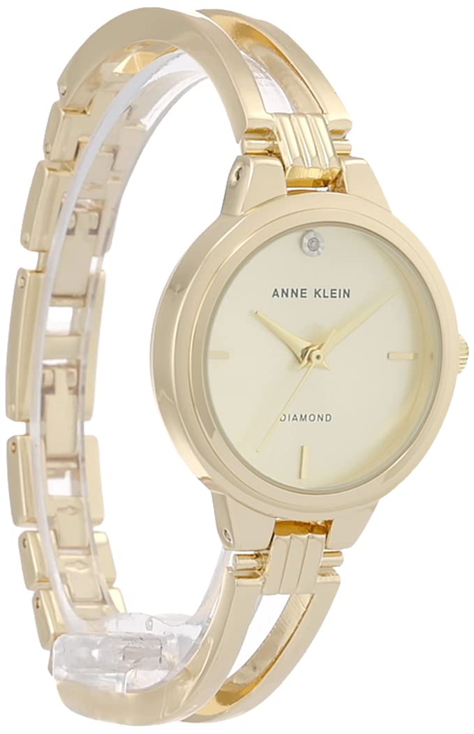 Anne Klein Women's Genuine Diamond Dial Open Bangle Watch