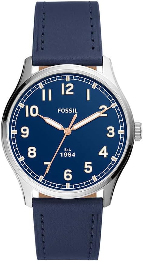 Fossil Dayliner Three-Hand Navy Leather Watch - FS5924