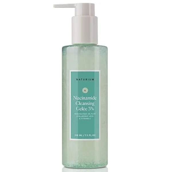 Naturium Niacinamide Cleansing Gelée 3% Plus Hyaluronic Acid & Vitamin C, Gentle & Smoothing Face Wash, 7.1 oz 210 ml