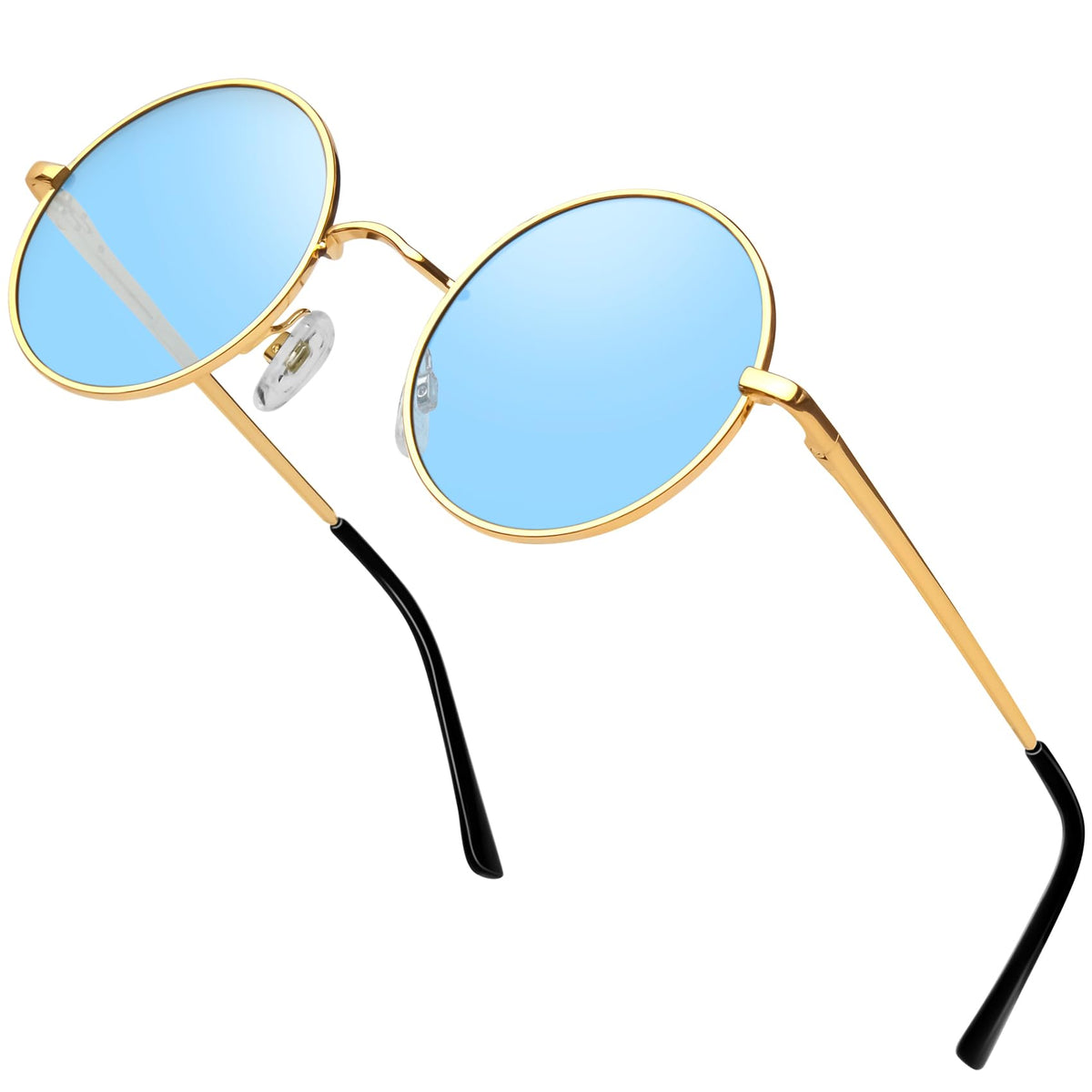 KANASTAL Hippie Round Polarized Sunglasses for Women Men, Small Circle Sun Glasses Classic Vintage Retro Shades Metal Frame UV400 Protection