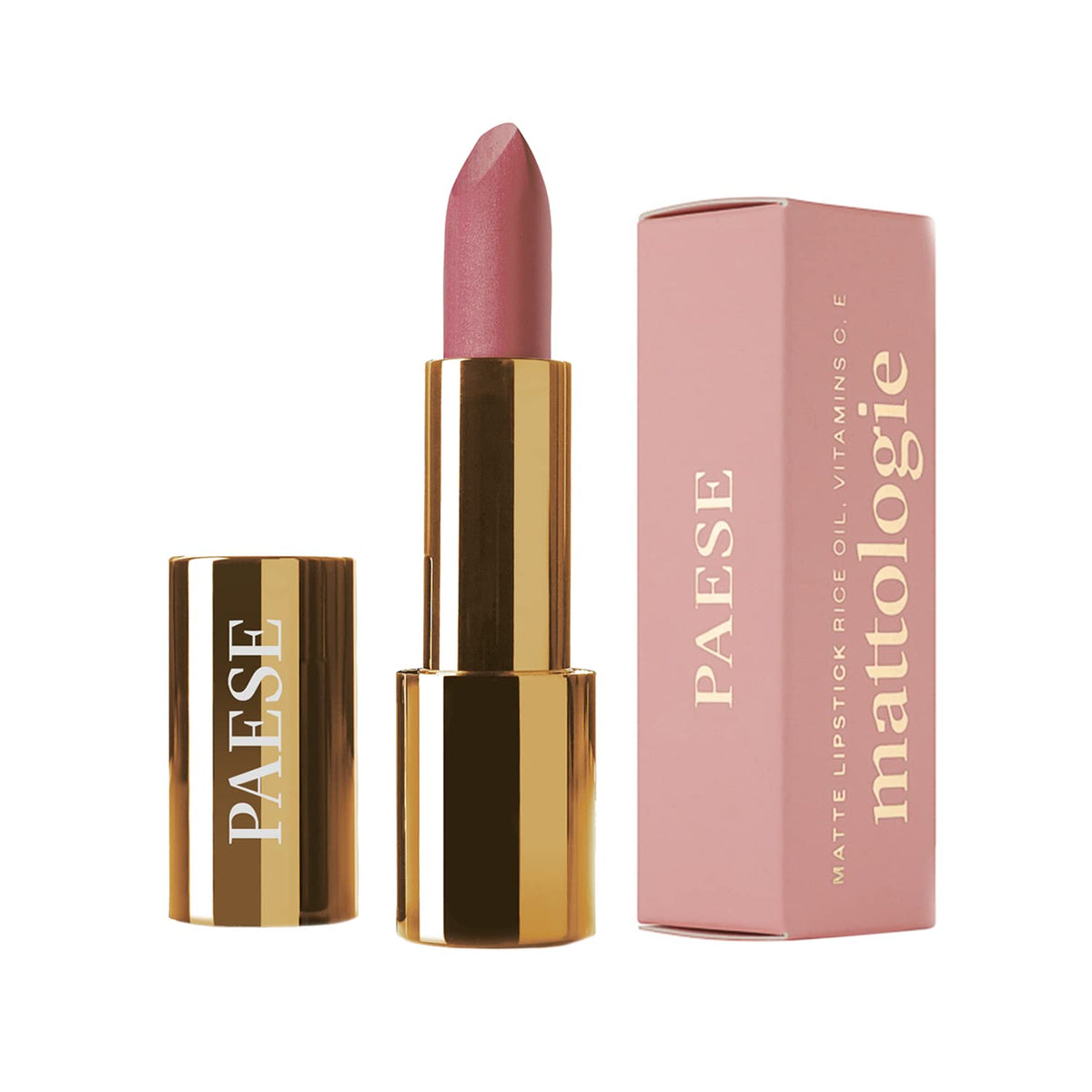 Paese Cosmetics Long Lasting Mattologie Lipstick, Matte finish and Intense Color, Vitamin A, C, E, 4.3 g (103 Total Nude)