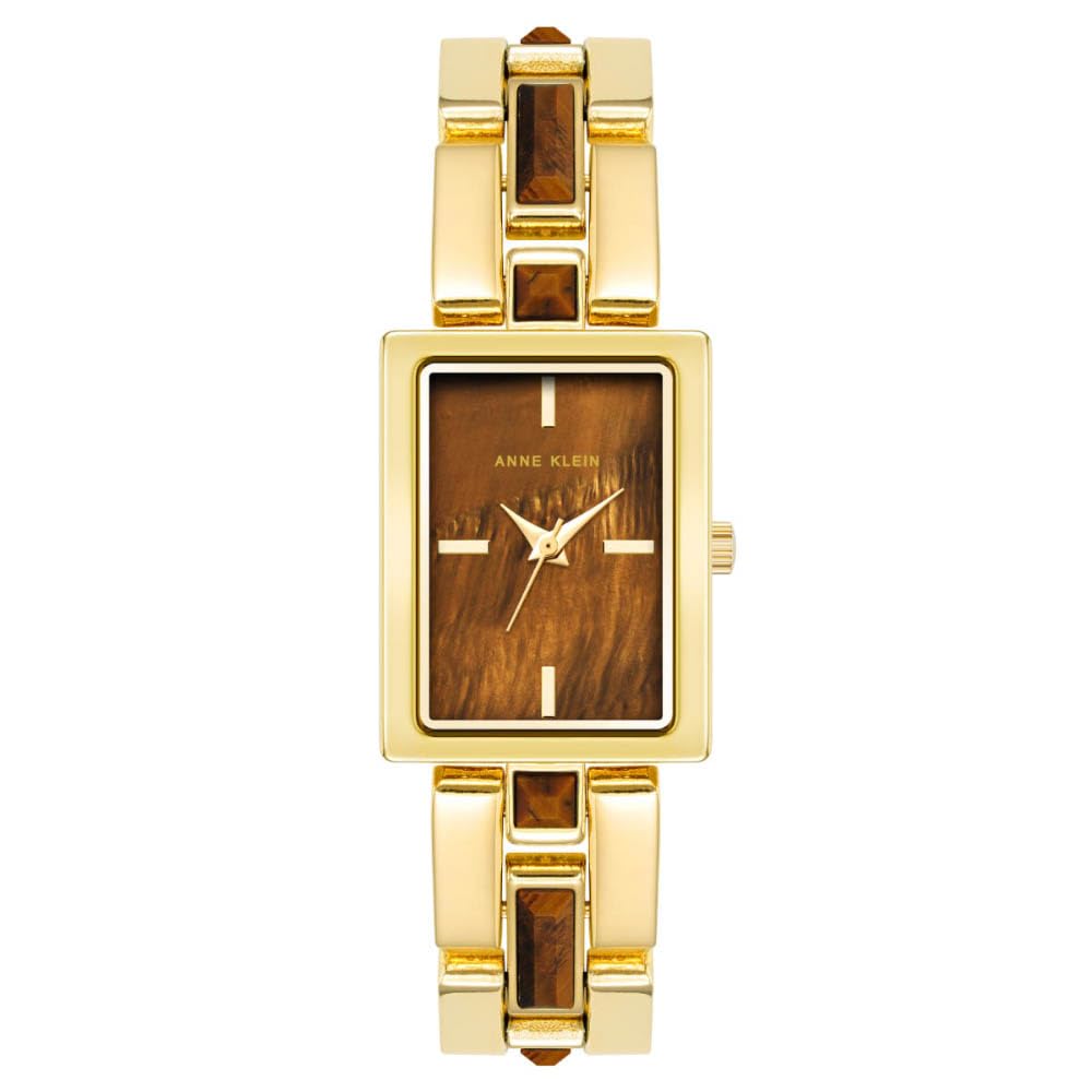 Anne Klein Rectangular Analog Watch for Women, 28 mm Size, Brown/Two Tone