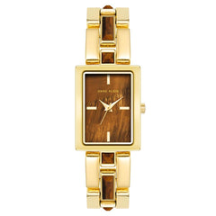 Anne Klein Rectangular Analog Watch for Women, 28 mm Size, Brown/Two Tone