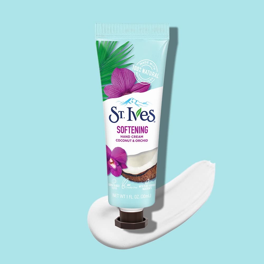 ST. Ives Softening Coconut & Orchid Hand Cream For Smooth & Supple Skin| Deeply Hydrates & Nourishes Dry Skin| Paraben-Free & Non-Greasy| Dermatologically Tested| 30gm