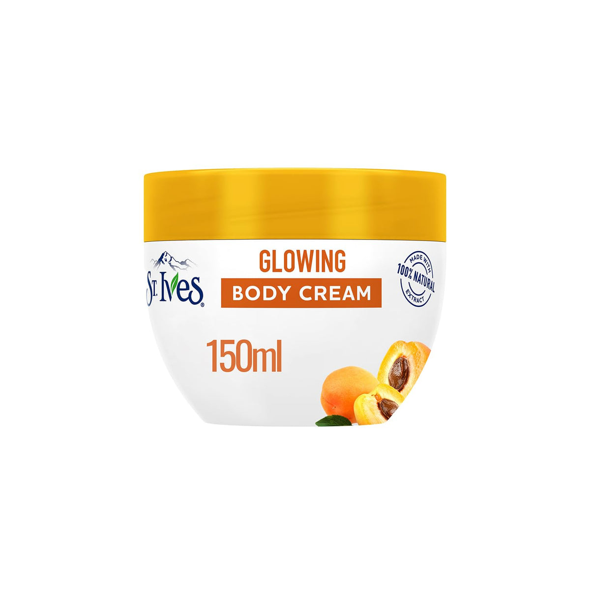 St. Ives Glowing Body Cream with Apricot Extract, 150ml| Made from 100% Natural Ingredients Fast-Absorbing Moisturizers for Radiant, Hydrated Skin| Paraben-Free & Cruelty-Free Body Butter