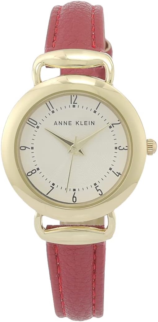 Anne Klein Women's Easy to Read Dial Strap Watch, AK/3826, Red/Gold