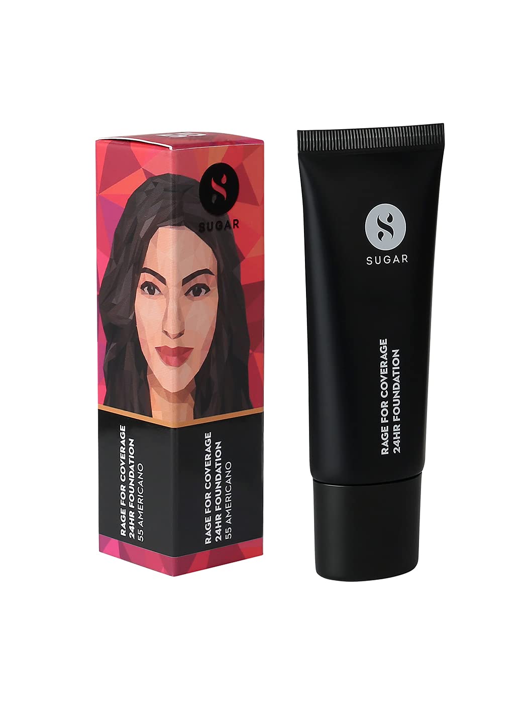 SUGAR Cosmetics Rage Luminous Matte Finish Full Coverage, Ultra Creamy 24Hr Long lasting Foundation Cream (55 Americano | Medium Deep, Warm Undertone - 25 ml)
