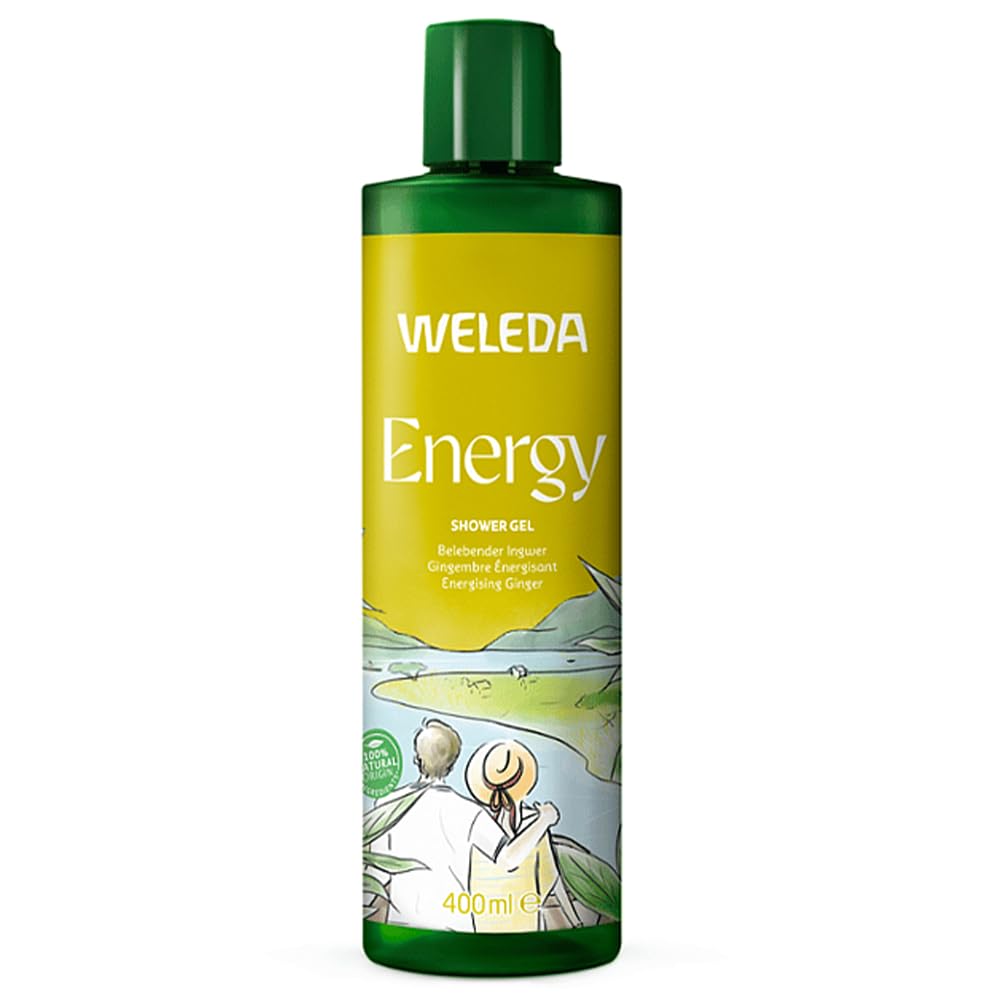 WELEDA Bio Energy XL Vegan Shower Gel - Natural Cosmetics Aroma Shower for Women and Men with Ginger/Cedar Wood Fragrance - Natural Skin Care Shower Soap for Cleaning Face and Body (1 x 400 ml)