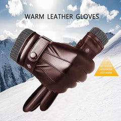 BananaHome Winter Leather Gloves For Men,Winter Warm Touch Texting Typing Screen Motor Gloves Adjustable Soft Gloves Cashmere Lining - gifts