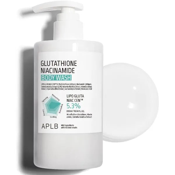 APLB Glutathione Niacinamide Body Wash | LIPO GLUTA NIAC CEN™ 5.3% 10.14 FL.OZ/Korean Skincare, Gentle Ingredients for the Safety of Your Skin, Long Lasting deep Moisture for Soft Skin