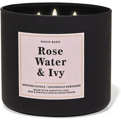 Bath & Body Works White Barn 3-Wick Candle w/Essential Oils - 14.5 oz - 2021 Core Scents! (Rose Water & Ivy)