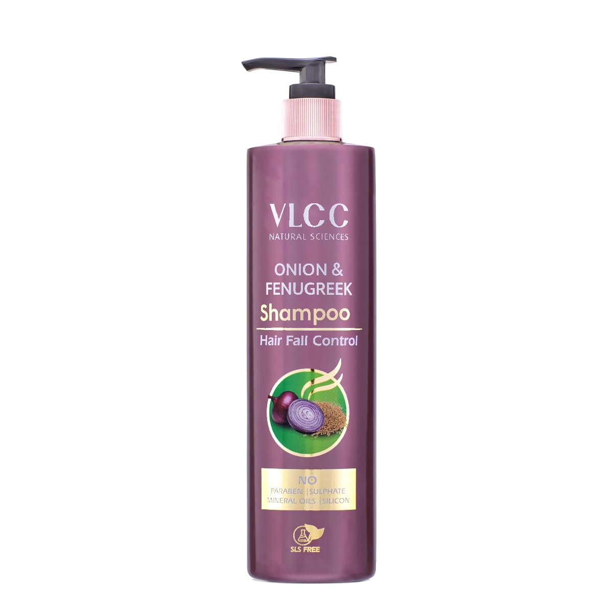 VLCC Onion & Fenugreek Shampoo - Controls Hair Fall - 300ml | Helps Hair Growth & Strengthens Roots | Onion, Fenugreek & Black Seeds | Thick, Strong & Healthy Hair, 310g