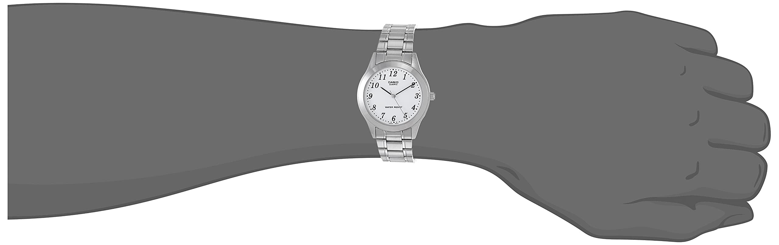 Casio Leather Band Watch Silver-White