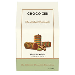 Choco Zen Premium Dubai Chocolate Wafer Rolls 144g – Luxury Middle Eastern Dessert, Wafer Rolls with Creamy Pistachio & Wrapped in Kunafa Flakes, Arabic Sweet & Gift (Pistachio Kunafa Mix -144g)