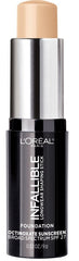 L'Oreal Paris Makeup Infallible Longwear Foundation Shaping Stick, Up to 24hr Wear, Medium to Full Coverage Cream Foundation Stick, 402 Nude Beige, 0.3 oz.