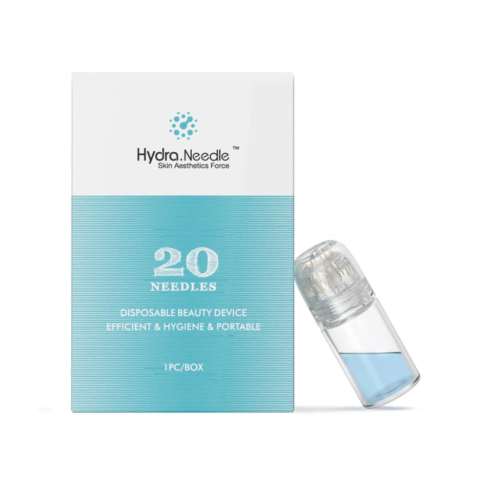 Hydra Needle HN20 Derma Stamp – 20 Pin Microneedling Device with Integrated 5ml Serum Vial