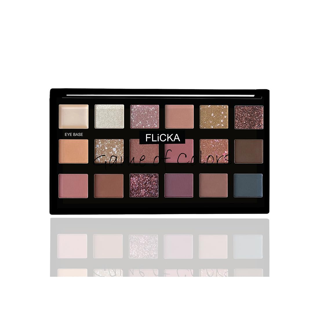 FLiCKA Game Of Colors Makeup Eyeshadow Palette| Matte & Shimmery Finish, Smudge Proof, Crease Proof & Smear Proof| Highly Pigmented & Easy To Blend, 03 On First Thought, 18g