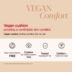Espoir Clear & Light Glow Vegan Cushion Foundation #3 Petal, 0.46 oz, Dewy Finish, Long-Lasting, Buildable Coverage, Korean Cushion Compact