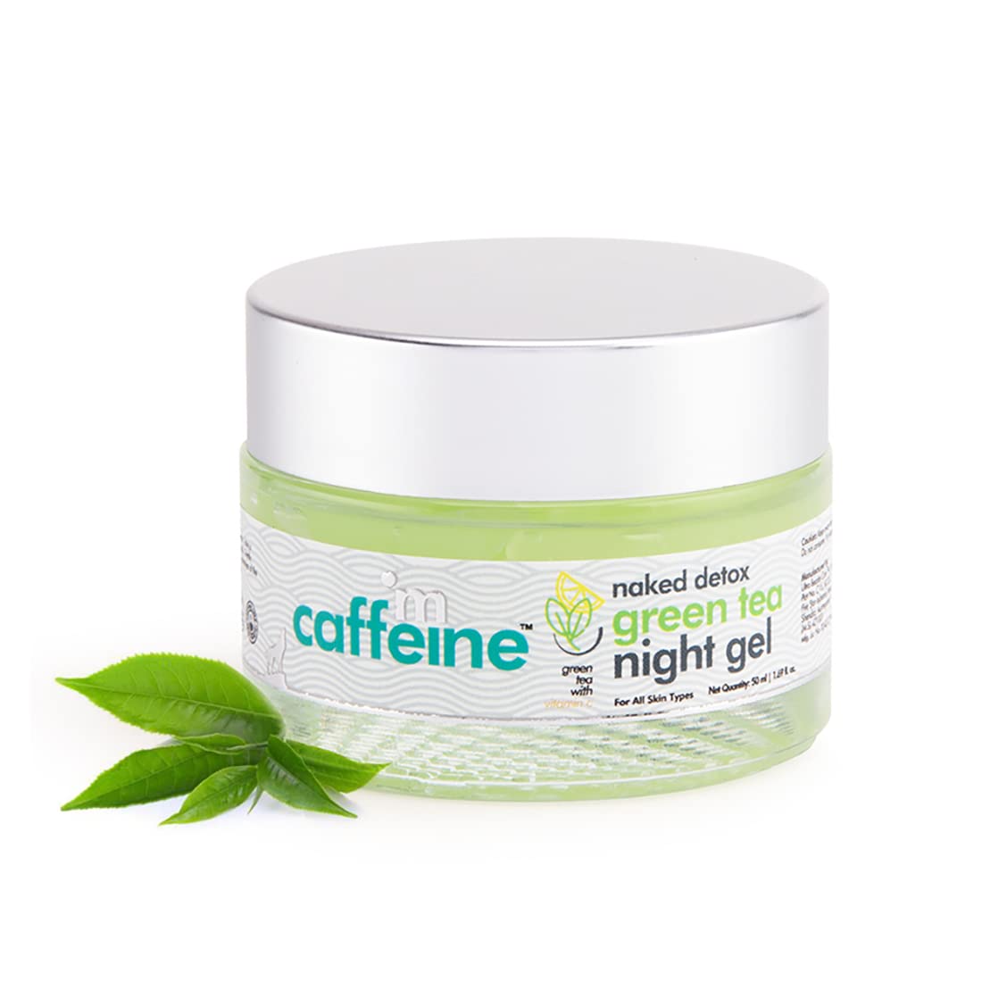 MCaffeine Night Cream Gel for Reducing Fine Lines & Wrinkles | For Women & Men with Green Tea, Vitamin C & Hyaluronic Acid | All Skin Types | Gel Based - 50ml