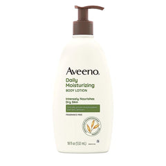 Aveeno Daily Moisturizing Body Lotion for Dry Skin with Prebiotic Oat, Fragrance & Paraben Free, Non-Greasy, Non-Comedogenic, for Sensitive Skin & 72-Hour Moisturizer